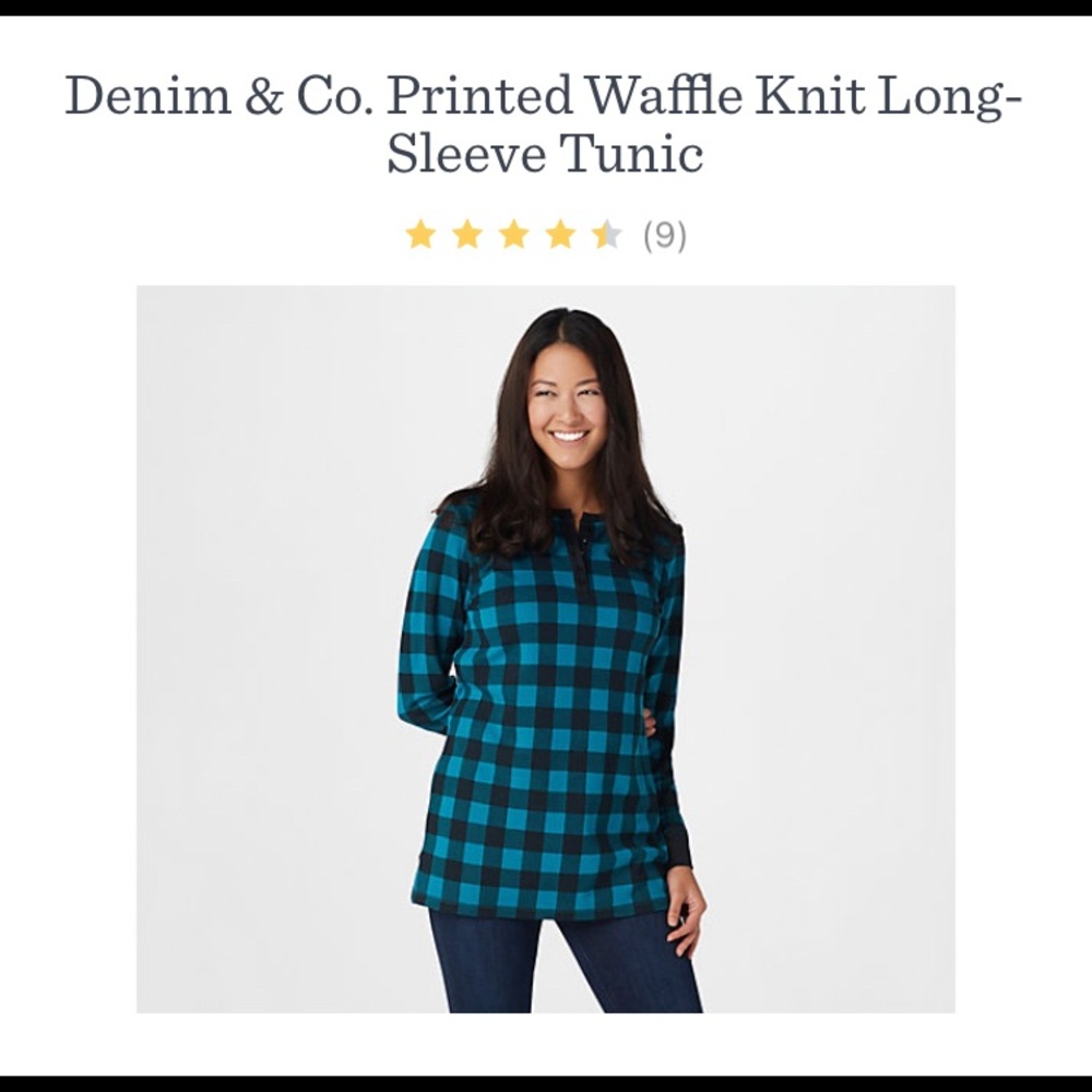 Denim & Company Buffalo Check Waffle Knit Tunic